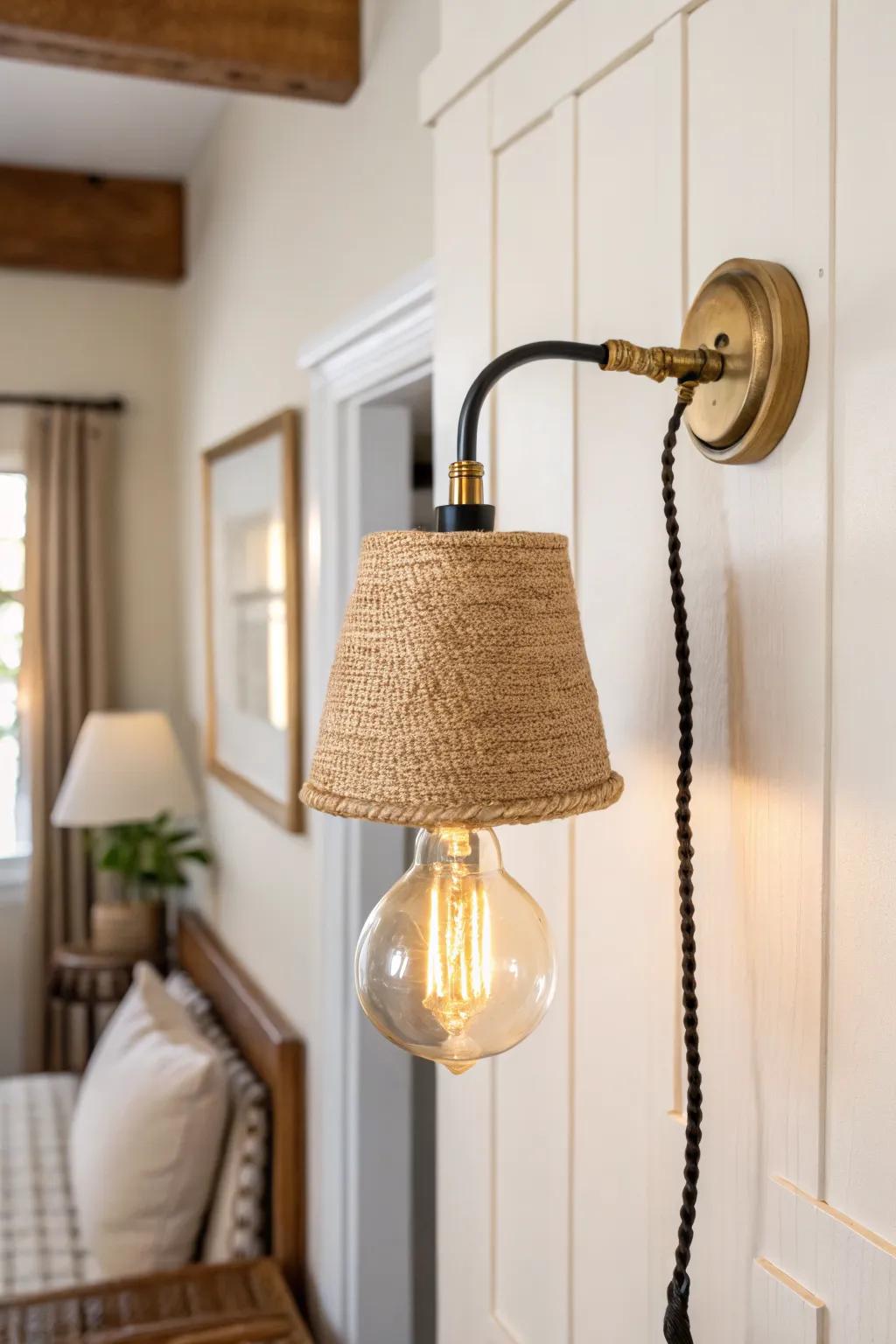 Swap harsh overheads for a warm plug-in sconce—cozy rental lighting in minutes, no wiring.