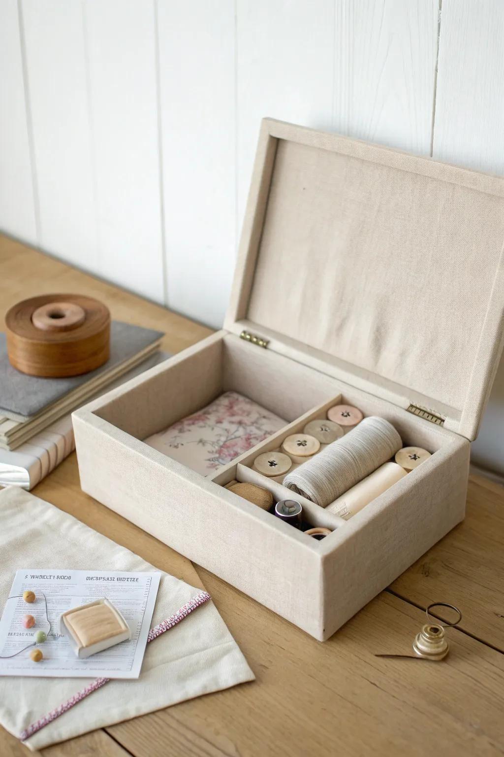 Store each WIP as a complete kit: fabric, pattern, and notions together in one pretty project box.