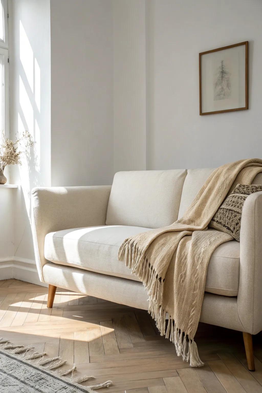 A free small-space trick: float your sofa 3–6 inches for an instantly intentional look.