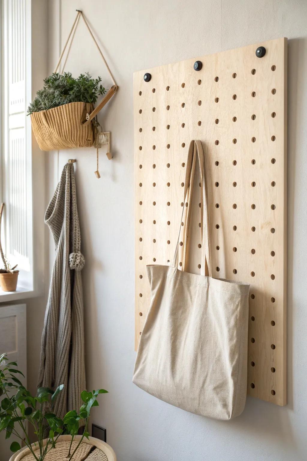 Clear counters, calm mind: a chic pegboard setup that adds storage without clutter.