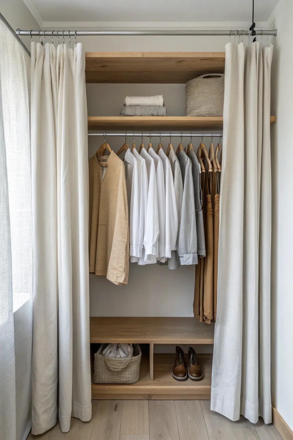 Double-rod hanging doubles your closet nook storage—without taking up any extra floor space.
