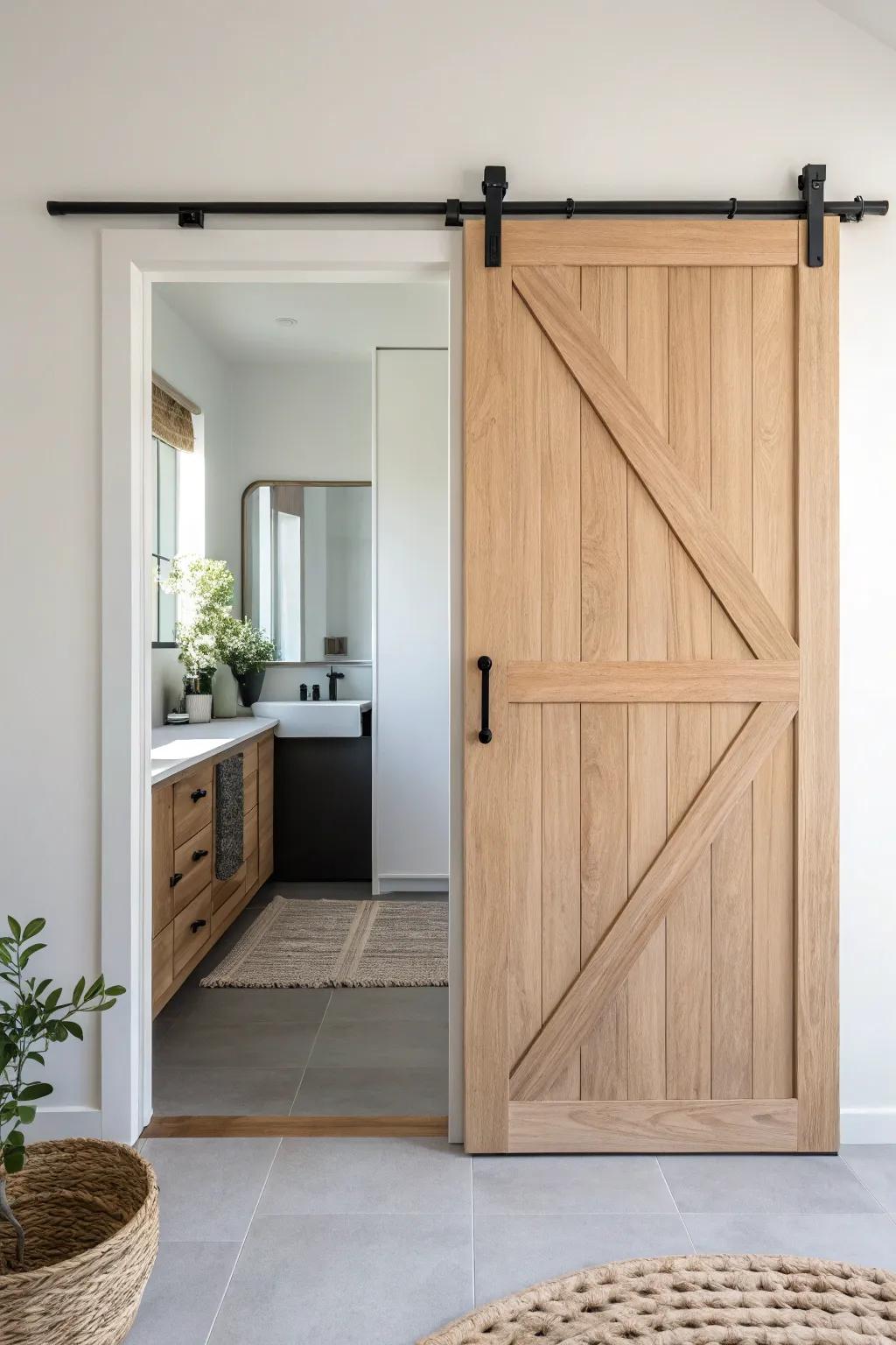 Swap a swing door for a slim sliding door—instant space saver for tiny office bathrooms.