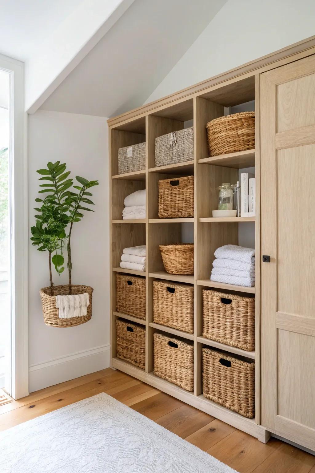 One wall, floor-to-ceiling storage—instantly taller, calmer, and clutter-free spare room.