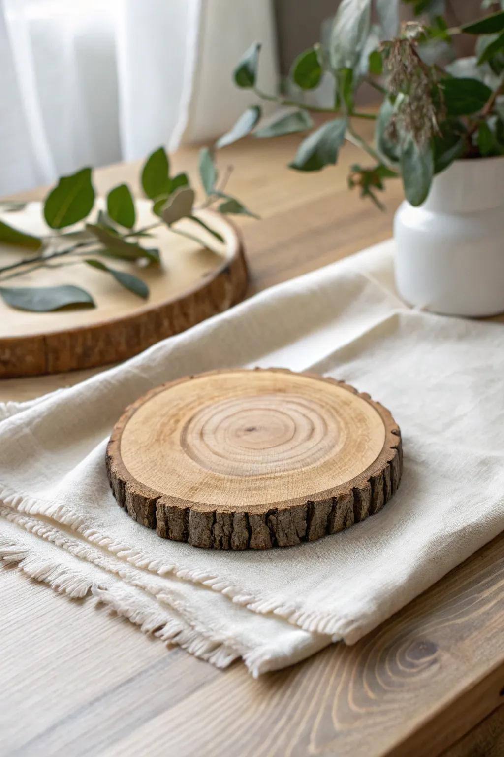 Handmade wood slab coaster: simple, natural, and beautifully unique for small-space living.