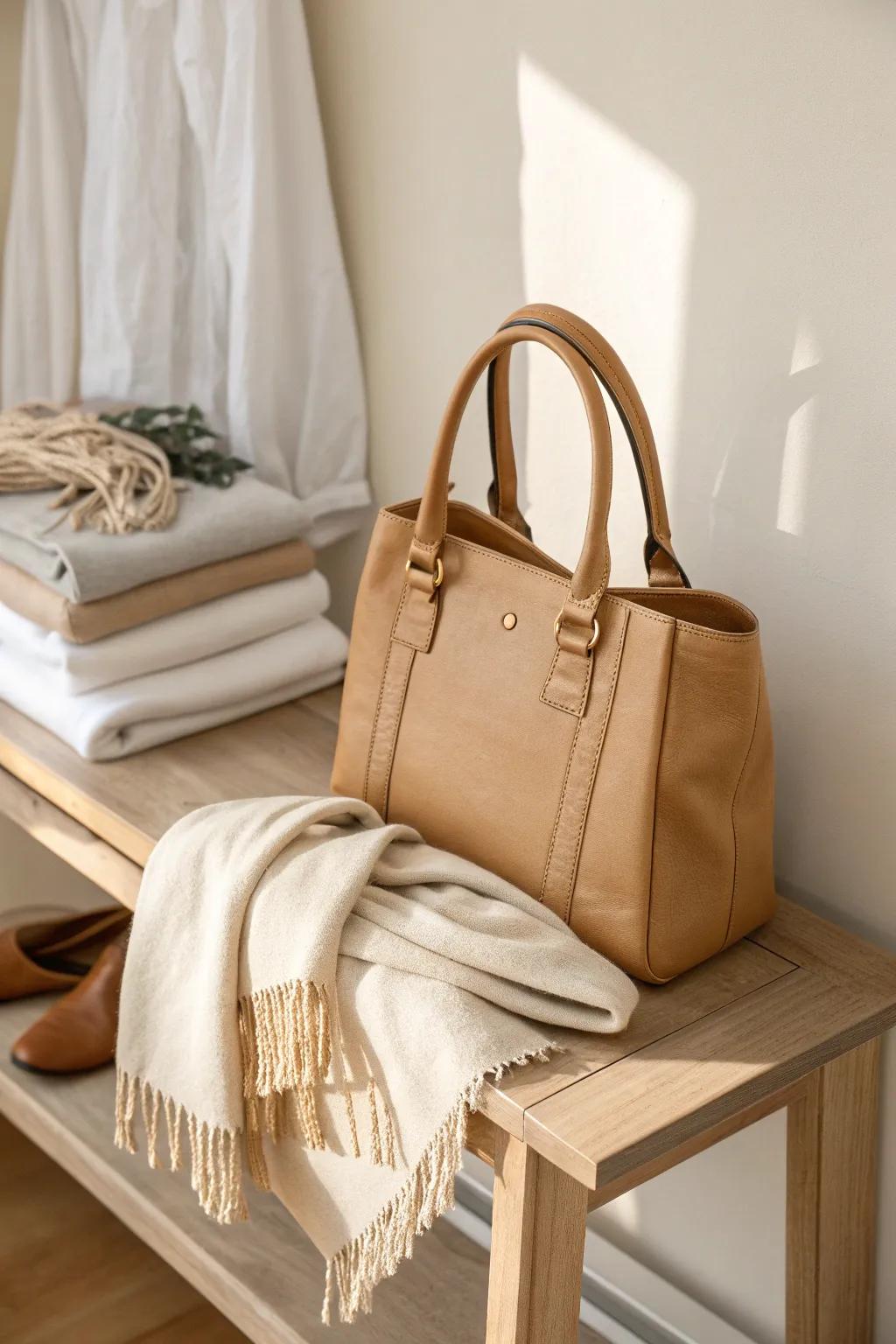 Stuff your purses with soft tees or scarves to keep them crisp, full, and shelf-ready.