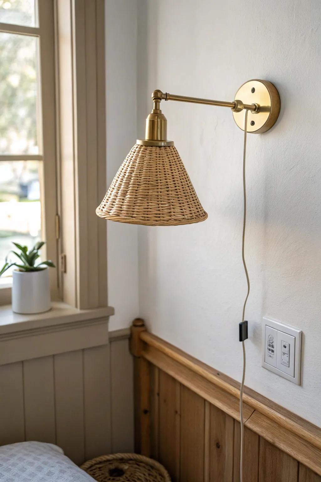 Wall-mounted plug-in sconces free up your nightstand—minimal, rental-friendly, and chic.