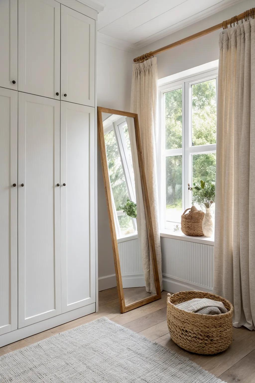 Design storage around the window—let soft daylight make your closet corner feel open.