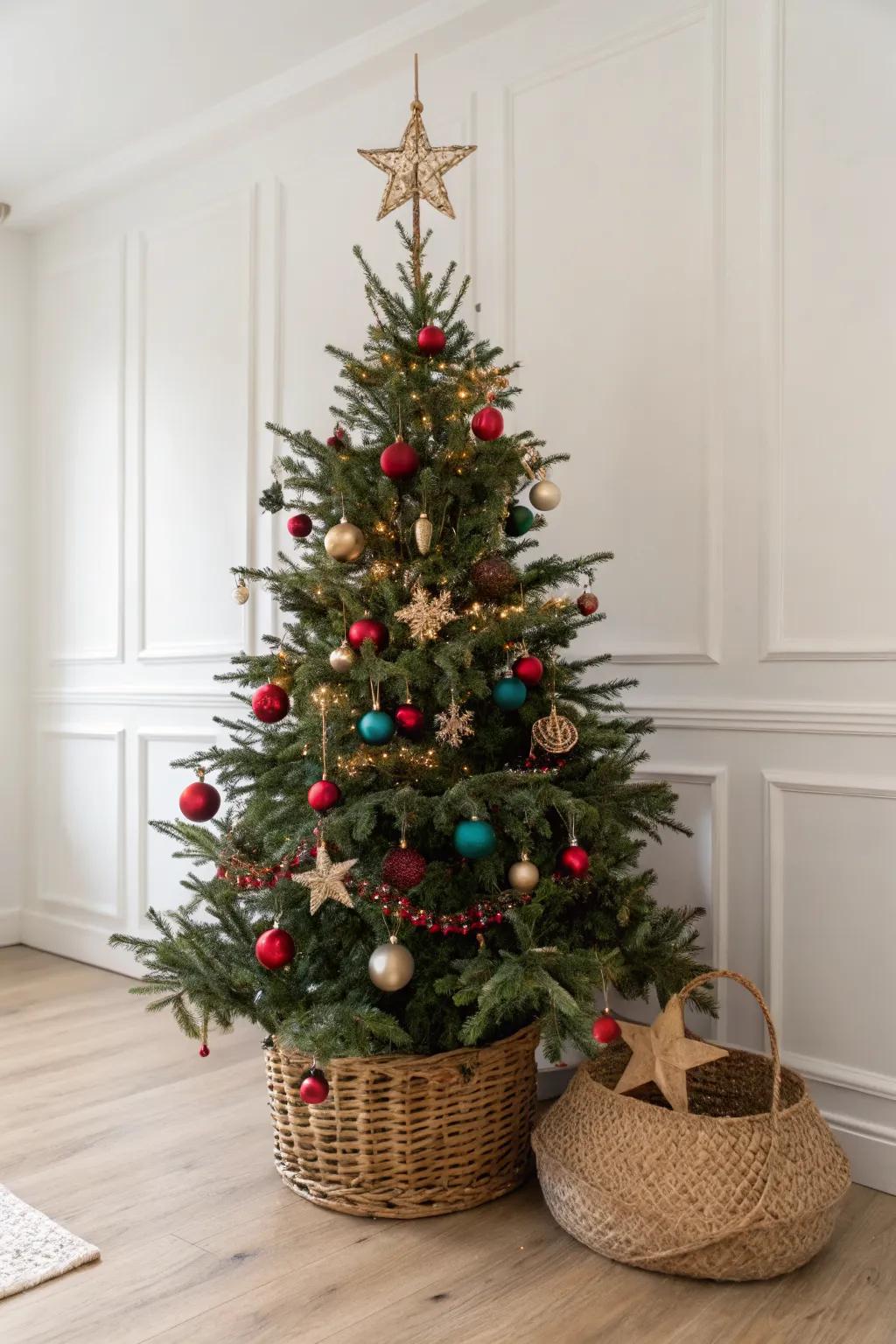 Small-space magic: a 4ft tree feels luxe when ornaments are packed in, not spaced out.