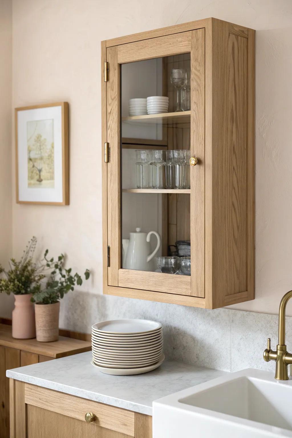 Swap to a glass-front cabinet above the sink for an instant airy, elevated look.