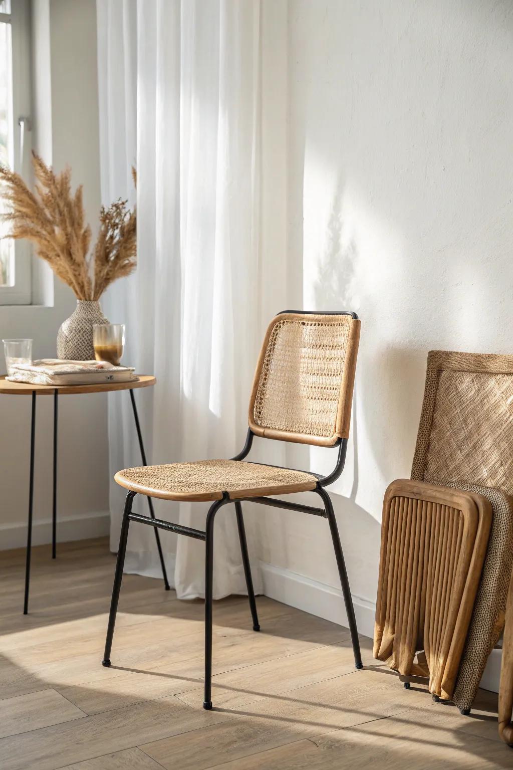 Stackable chairs keep extra seats ready for guests without taking over your small dining space.