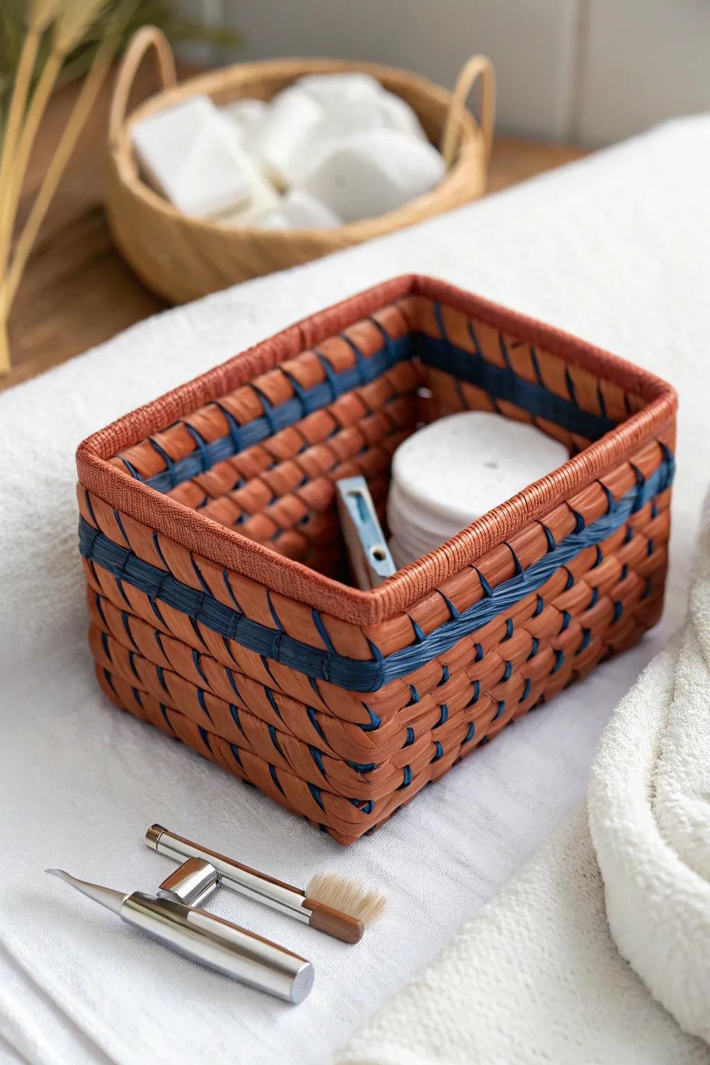 Mini drawer basket keeps bobby pins, razors & cotton pads neat—tiny items, zero chaos.