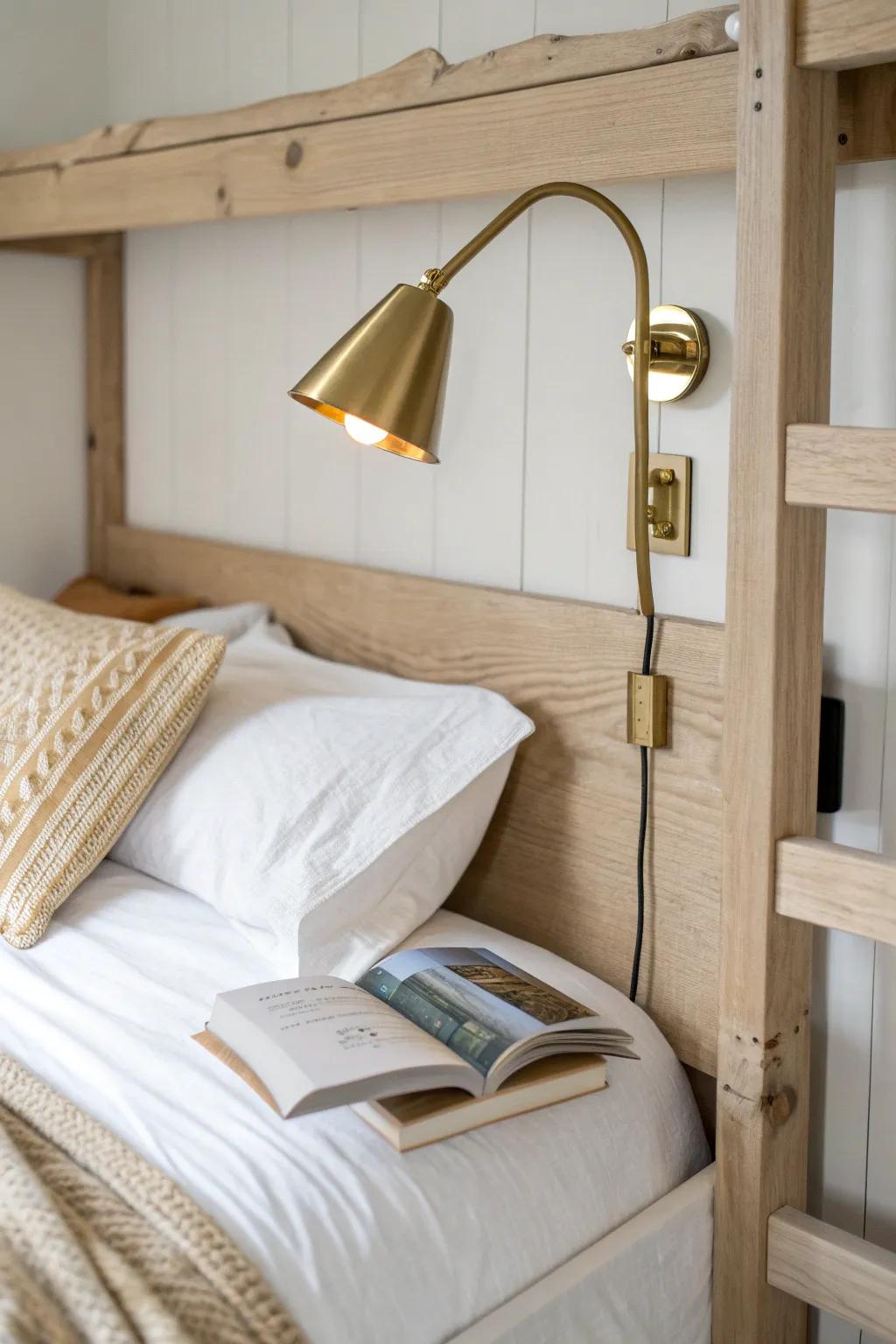 Separate reading lights per bunk: calm bedtime glow for both kids, no interruptions.