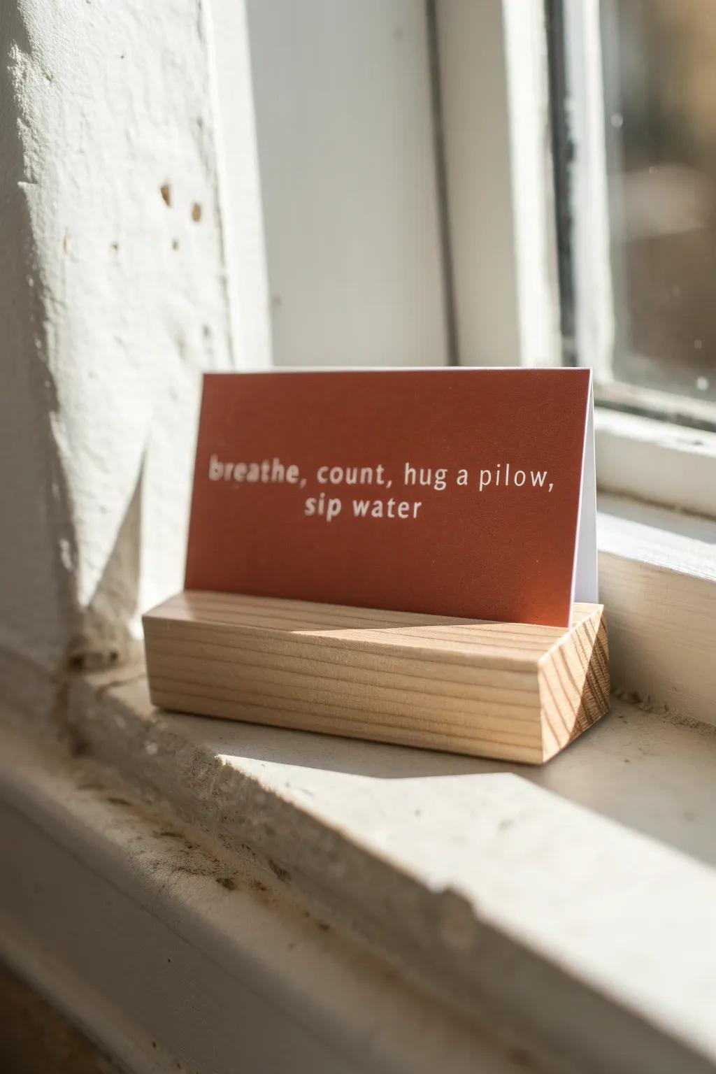 A tiny coping menu you can grab fast—simple, soothing options for your calming corner.
