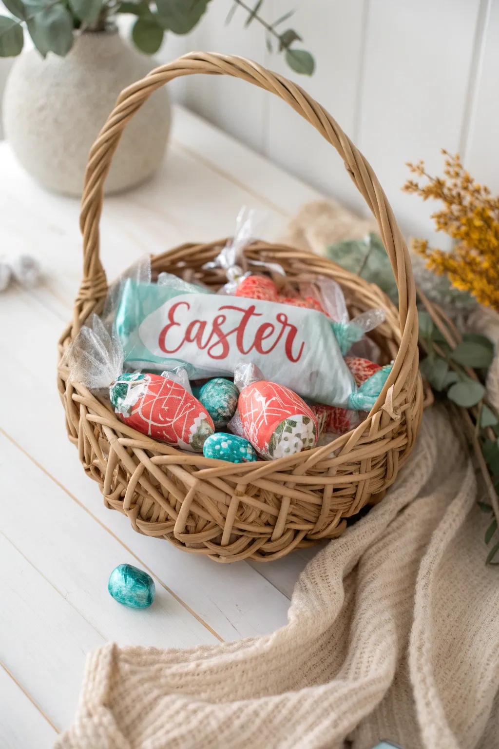 Craft the perfect Easter surprise with personalized candy wrappers that add a unique touch to any basket.