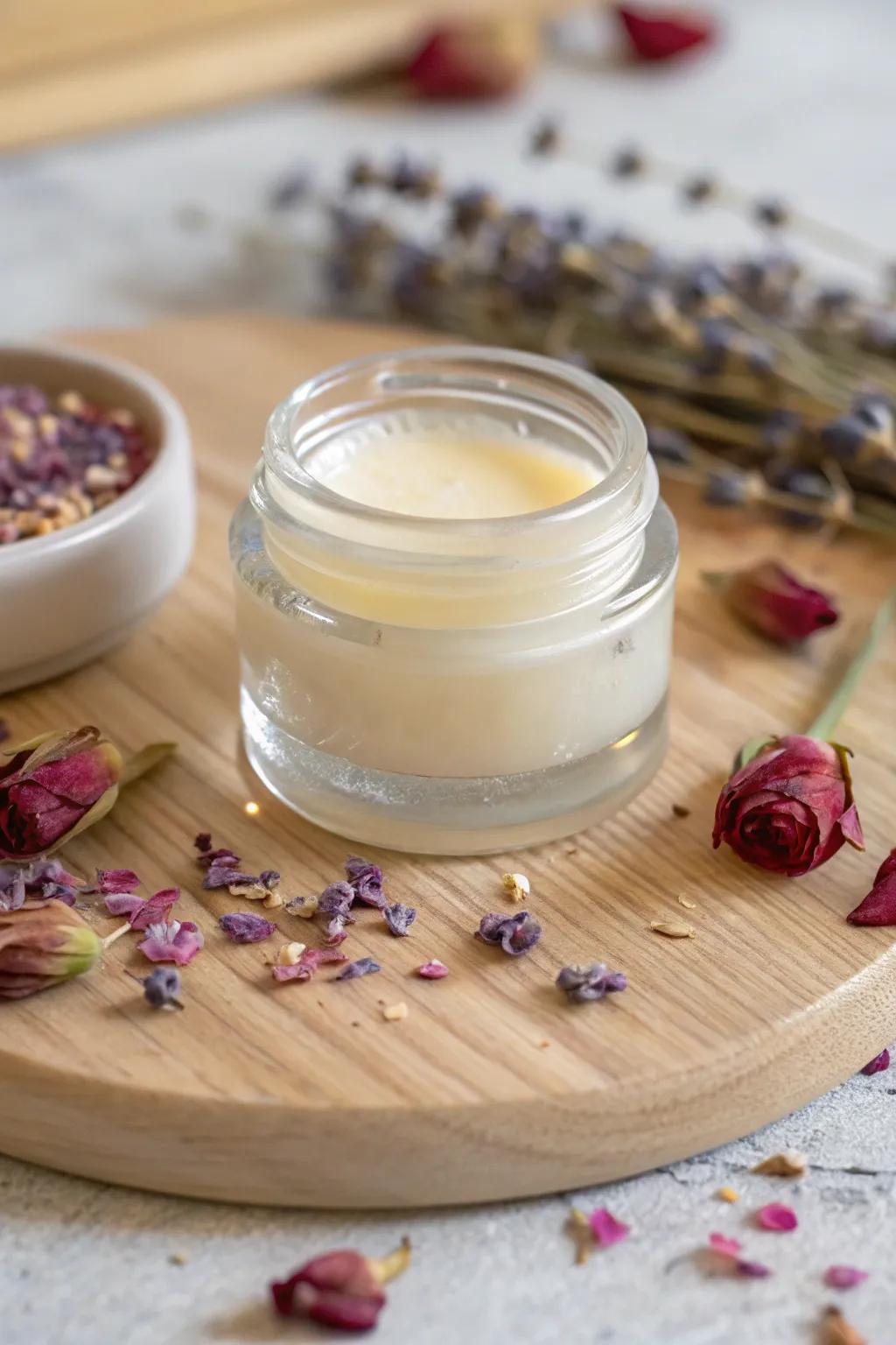 Create your own nourishing lip balm with natural ingredients for a touch of personalized beauty.