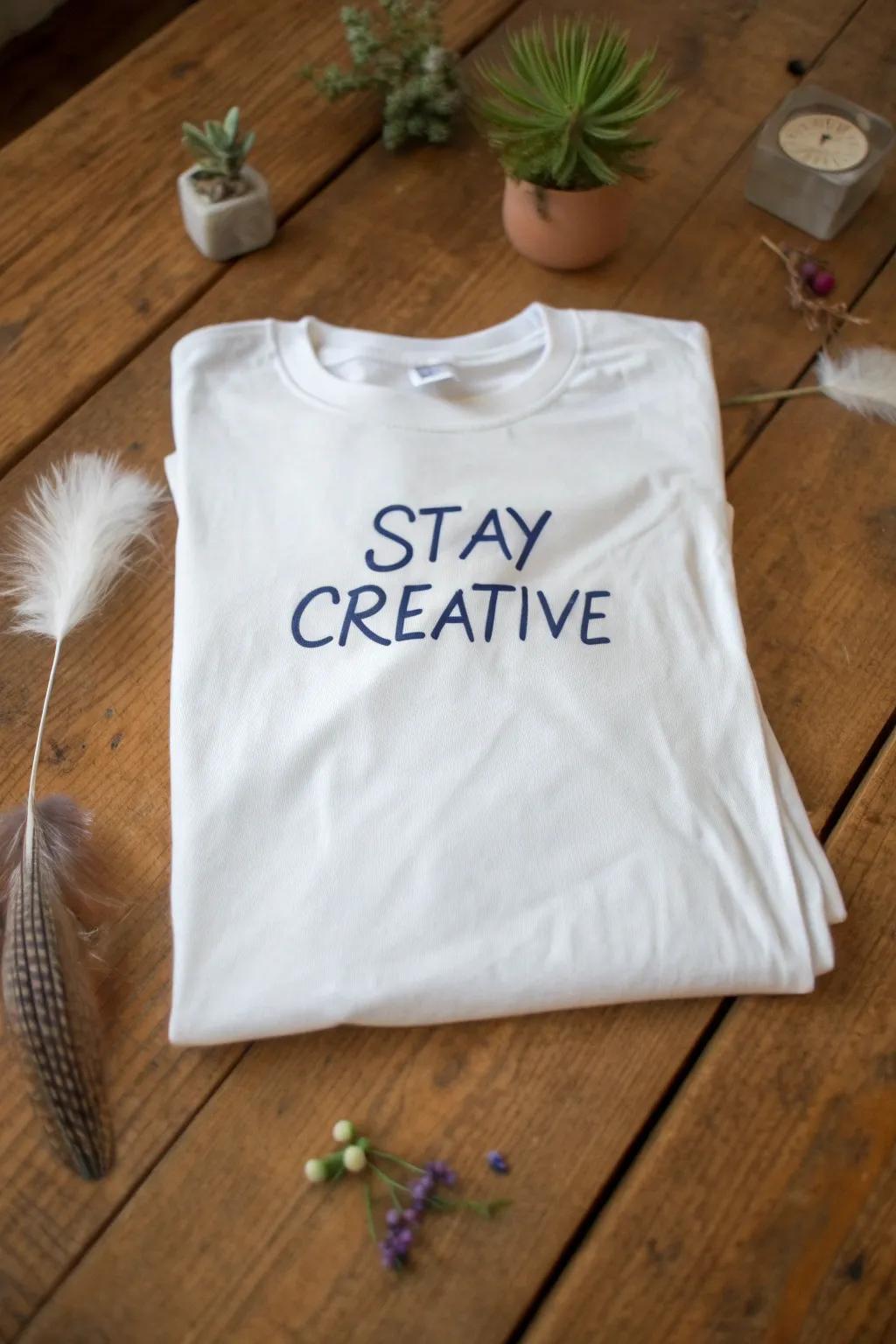 Wear your inspiration: A minimalist T-shirt with a bold message to spark creativity and connection.