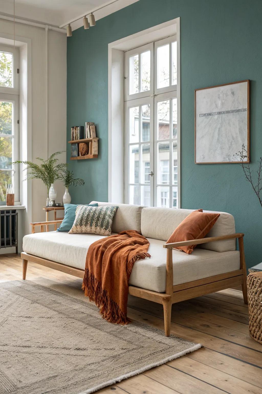 Float a backless daybed to divide an open living room—airy, light, and beautifully minimal.