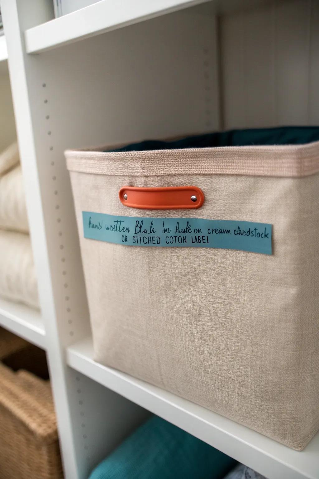 Label the bin handles, not the shelves—so everything slides back into place effortlessly.
