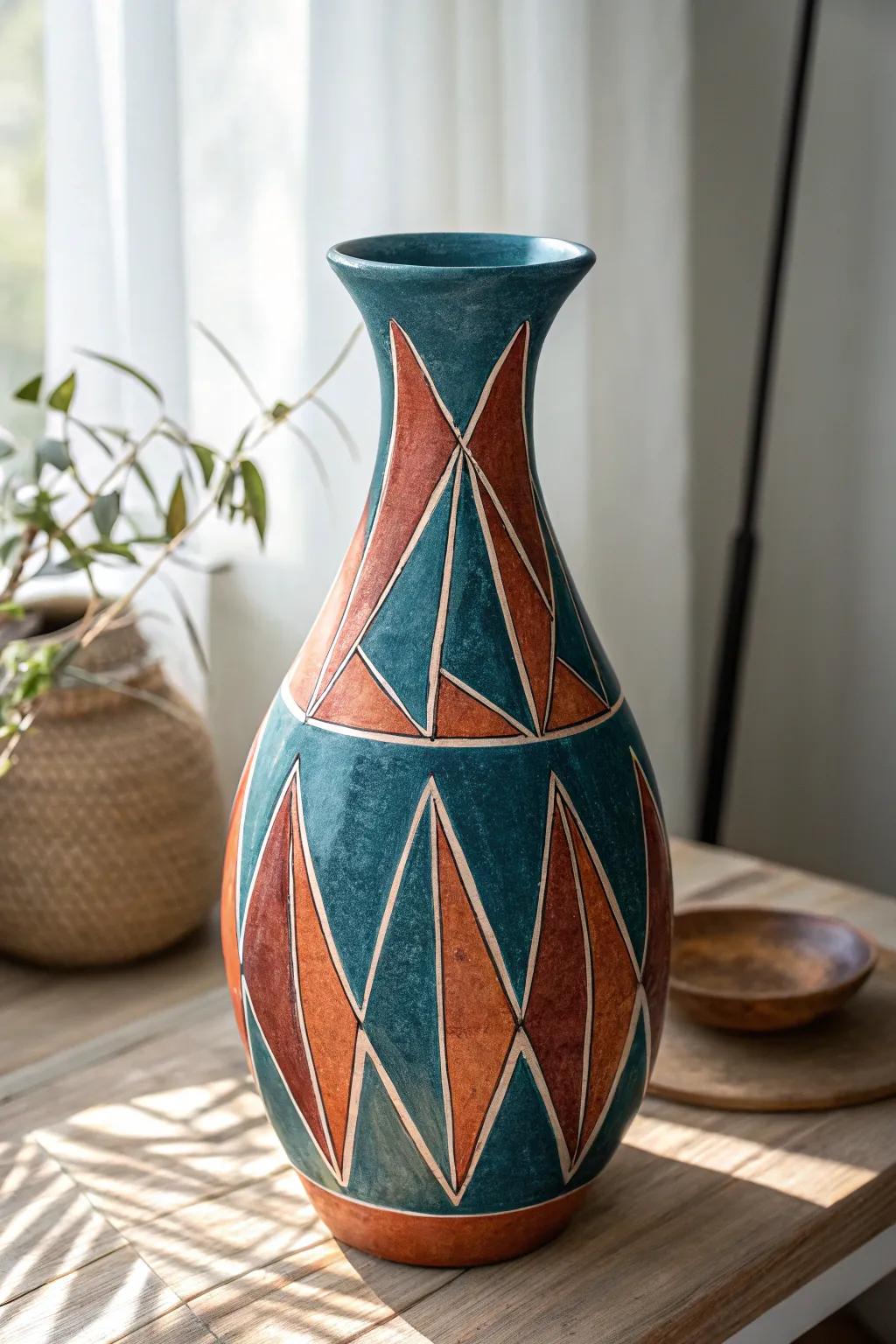 Discover the art of structure with this stunning geometric vase, where bold design meets minimalist elegance.