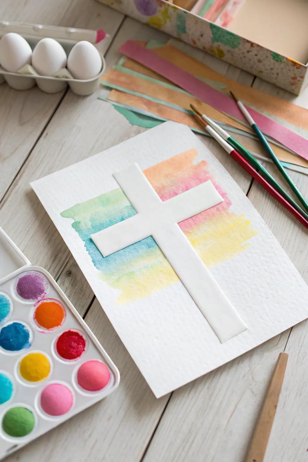 Unveil the beauty of Easter with this striking Cross Resist Art project—a perfect blend of simplicity and bold color for your Sunday school craft session.