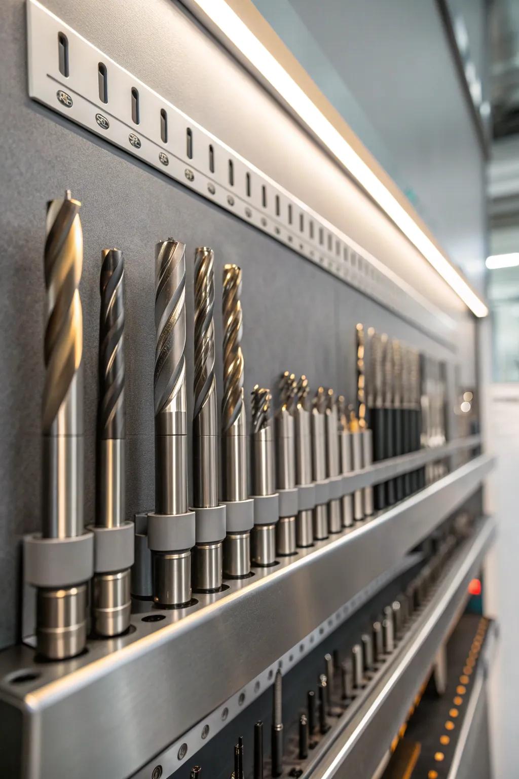 Elevate your workshop's style with a sleek magnetic strip for your end mills.