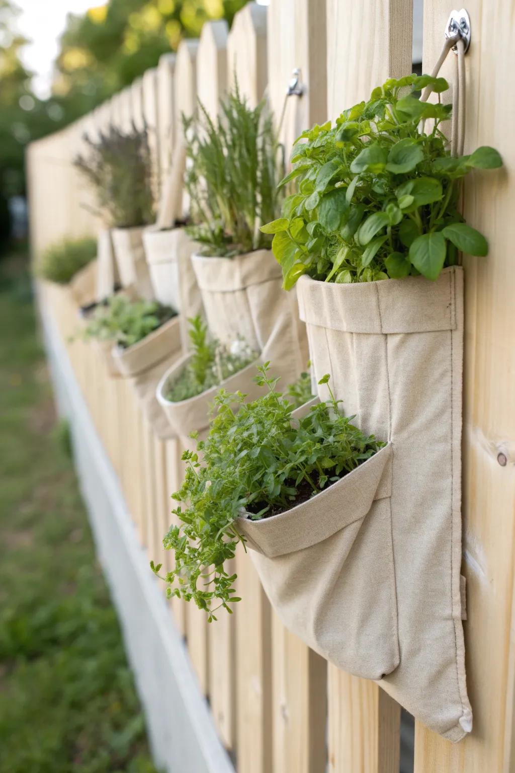 Elevate your garden with a touch of Scandinavian elegance—discover the charm of hanging fabric pocket planters for your herbs.