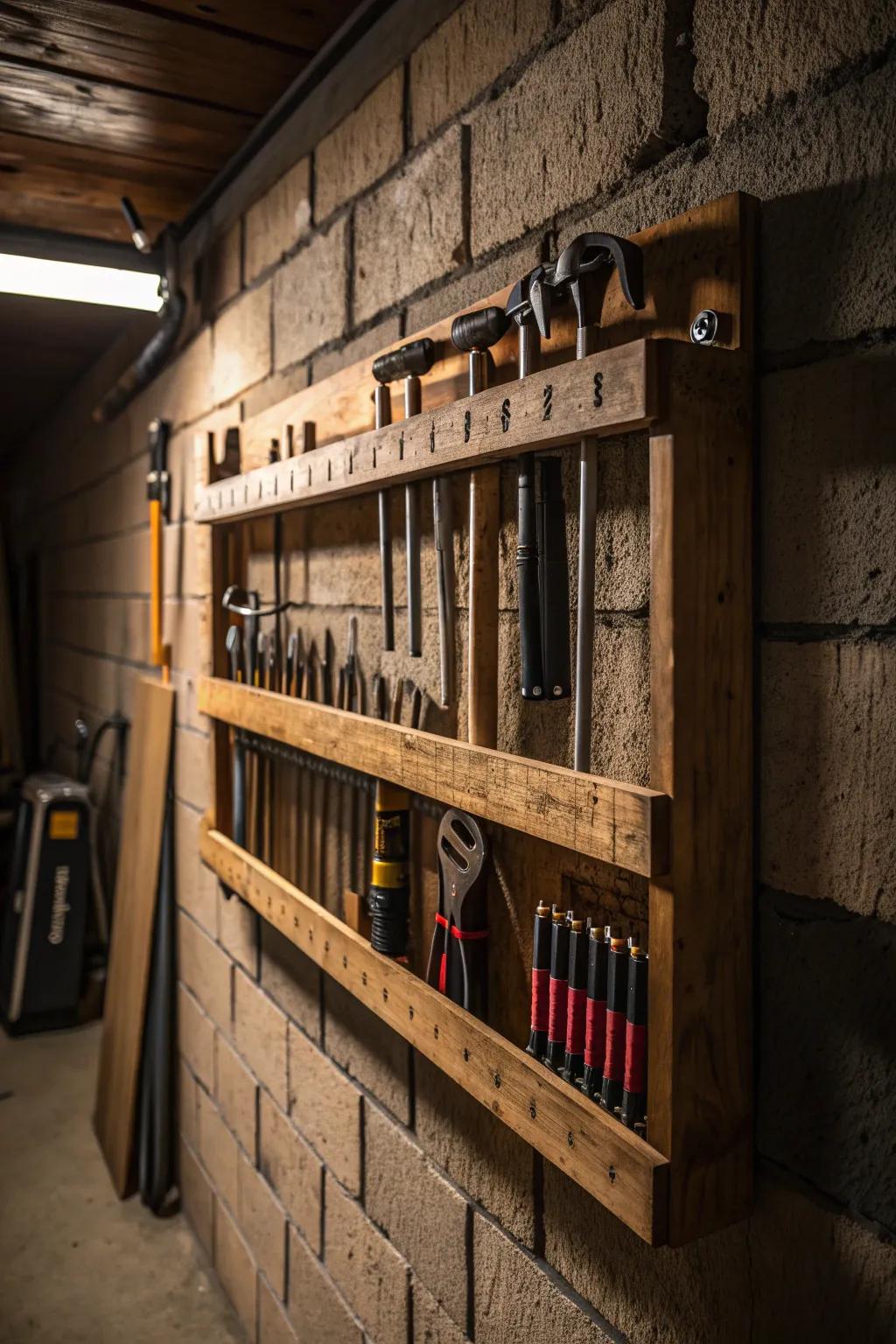 Elevate your garage workspace with a custom tool rack that blends form and function.