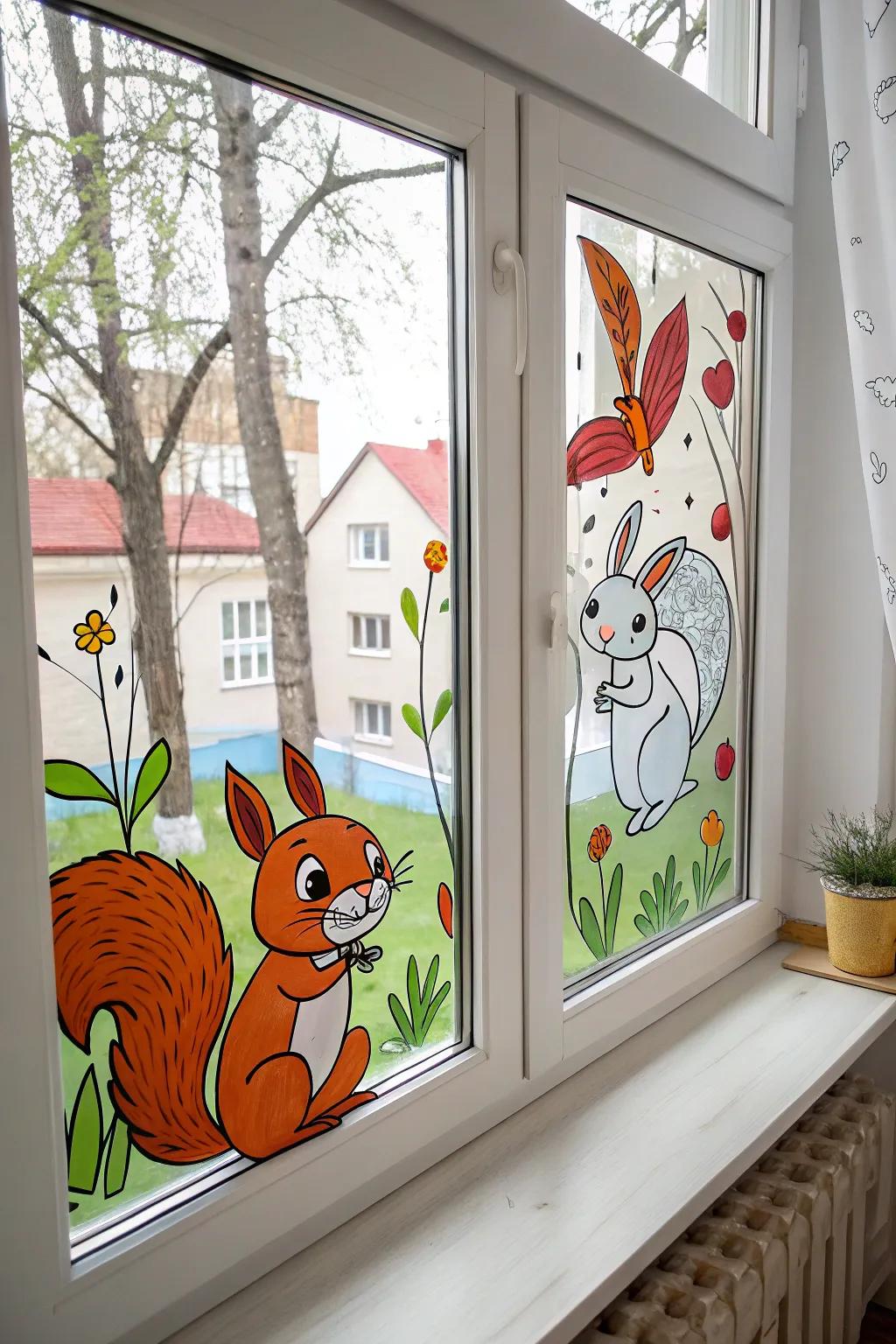 Bring a touch of whimsy to your space with these delightful woodland creatures peeking through your window!