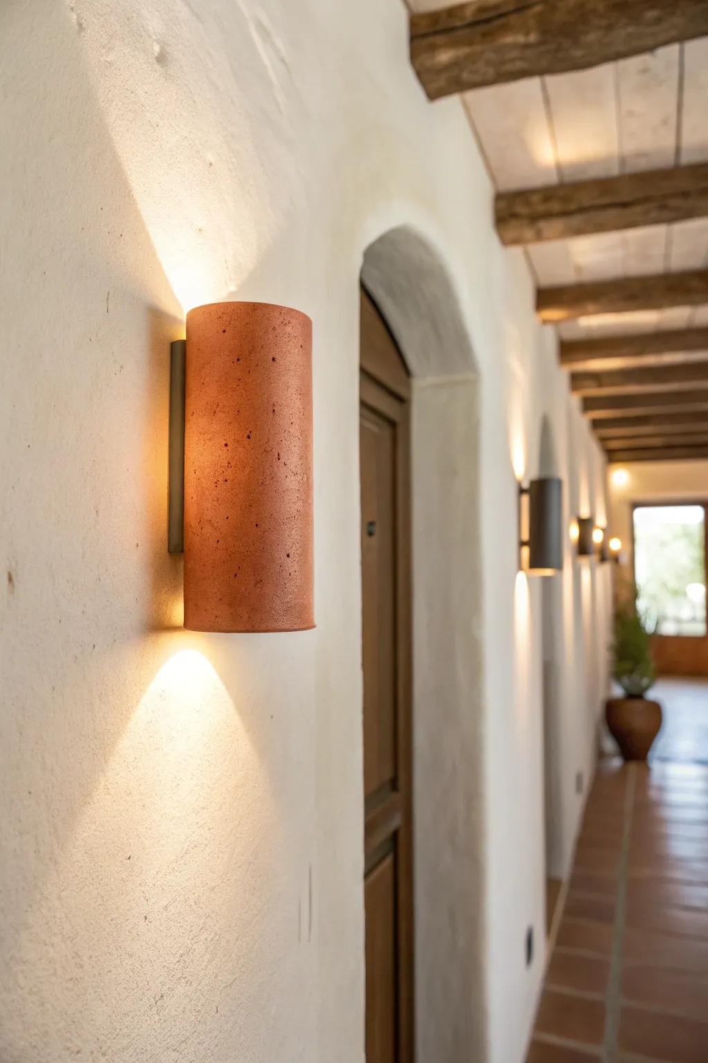 Up-and-down sconce glow adds instant height and drama to a small, boxy hallway in seconds.