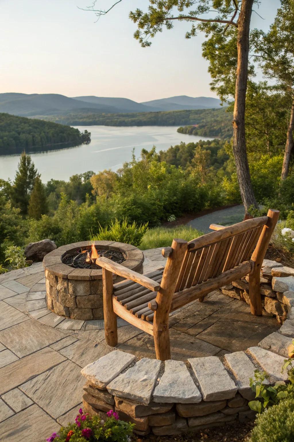 Craftsmanship meets nature: A perfect retreat by the fire.