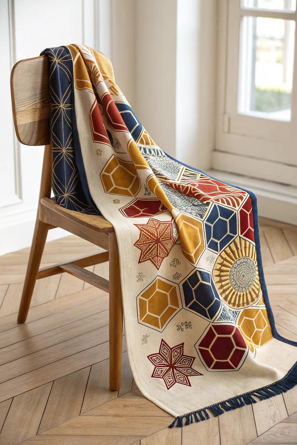 Wrap up in style with this geometric patterned scarf – the perfect gift for your favorite math teacher!