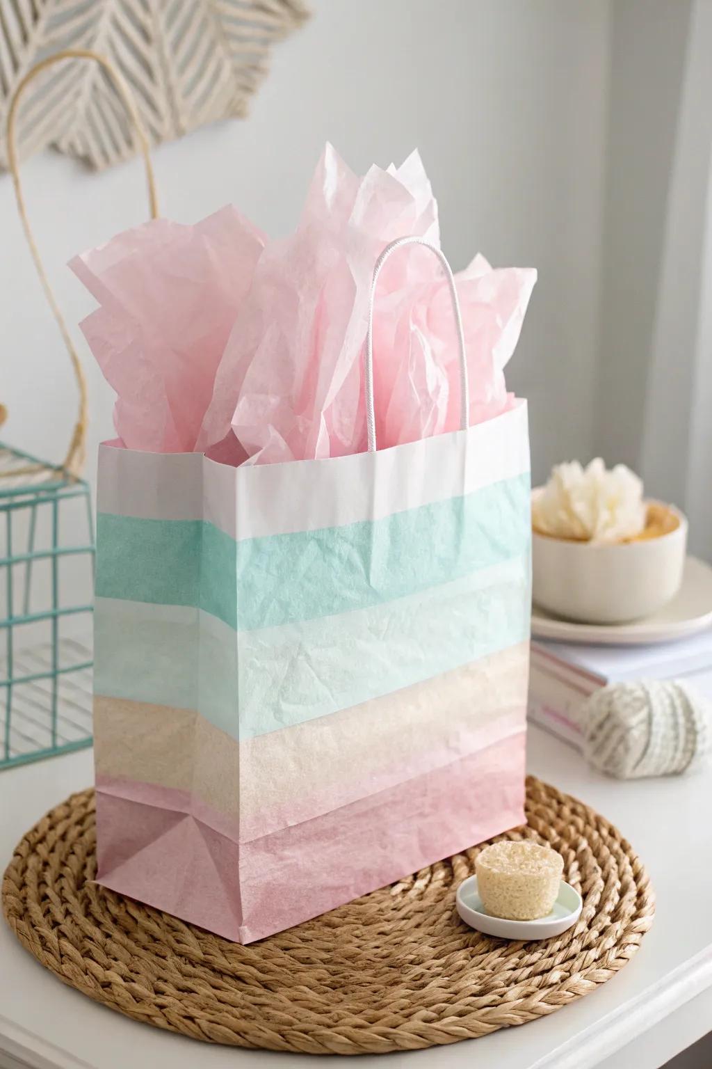 Elevate your gift wrapping with a touch of elegance using layered tissue paper. Perfect for adding a soft, luxurious feel to any present!