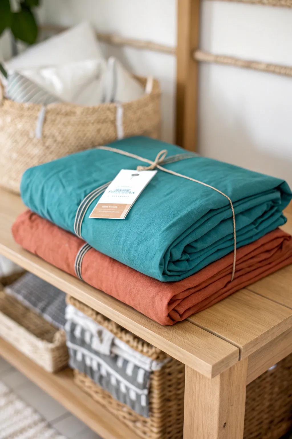 Keep sheet sets together: tuck every piece into one matching pillowcase for easy, grab-and-go storage.