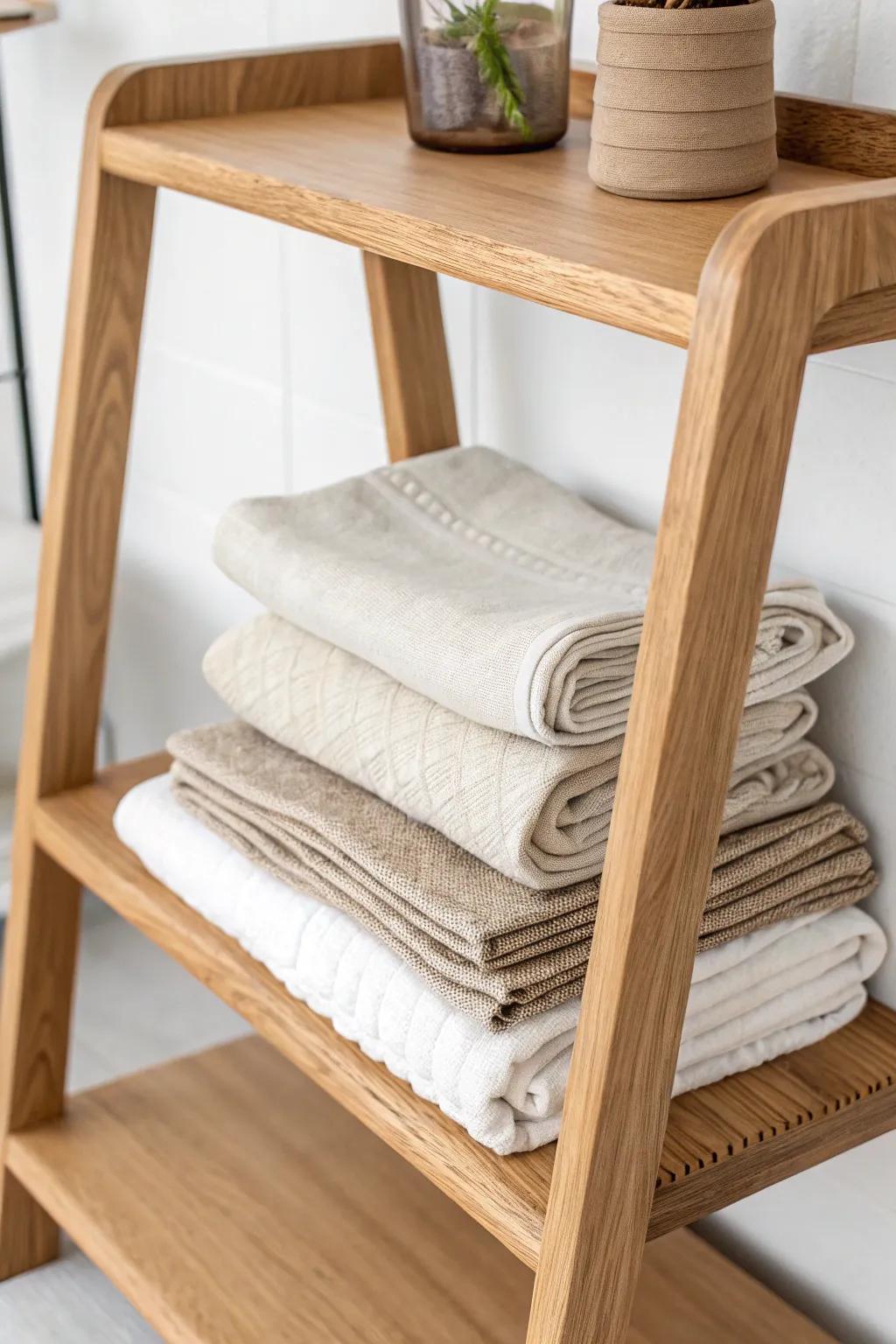 A tiered riser turns deep closet shelves into two visible levels—neat, minimal, and chic.