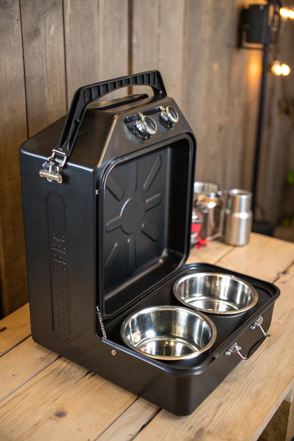 Elevate your pet's dining experience with this handcrafted jerry can feeding station.