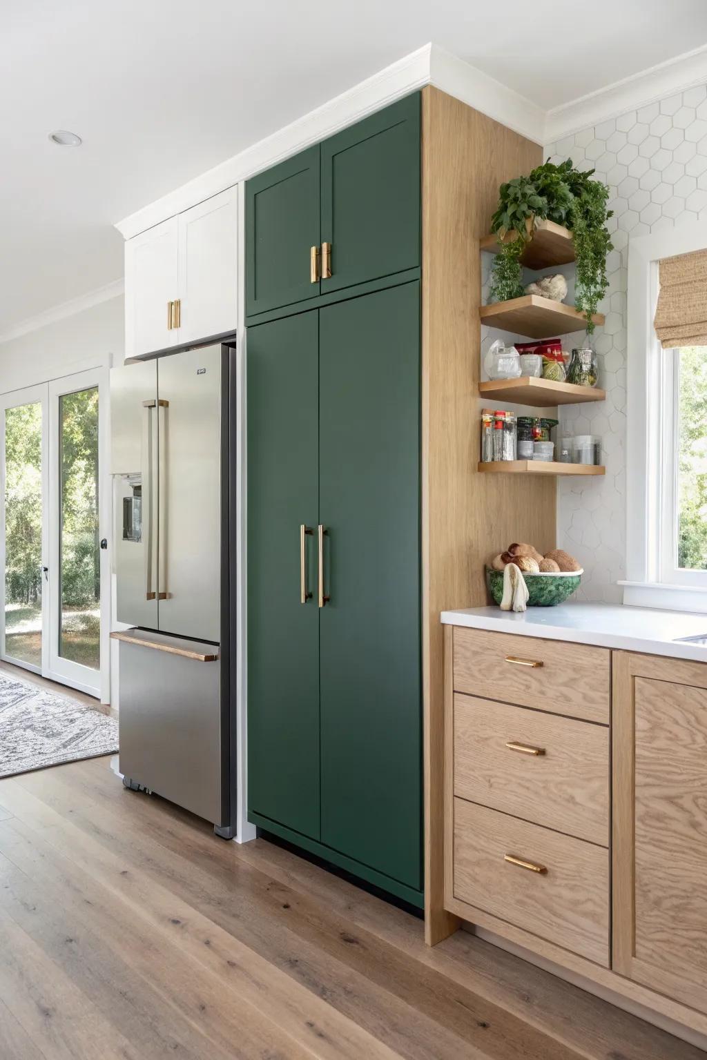 No more dust shelf—extend the fridge cabinet to the ceiling for a sleek, extra storage win.