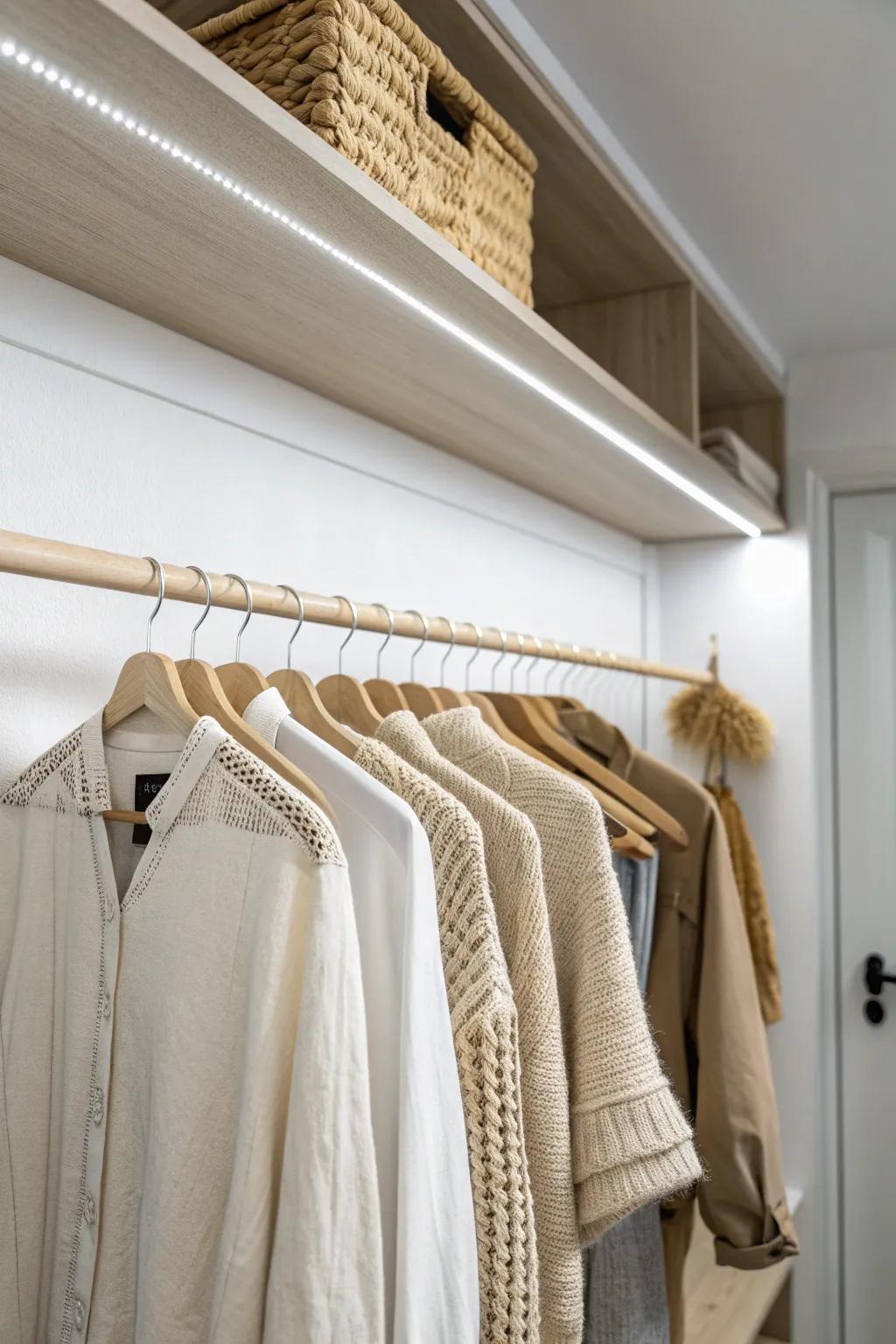 Bright white closet LEDs reveal true colors fast—no more dragging outfits into the room.