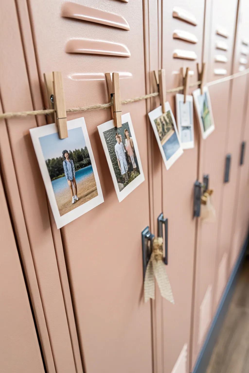 Magnetic photo clips turn any locker door into a warm mini gallery—zero clutter, all you.