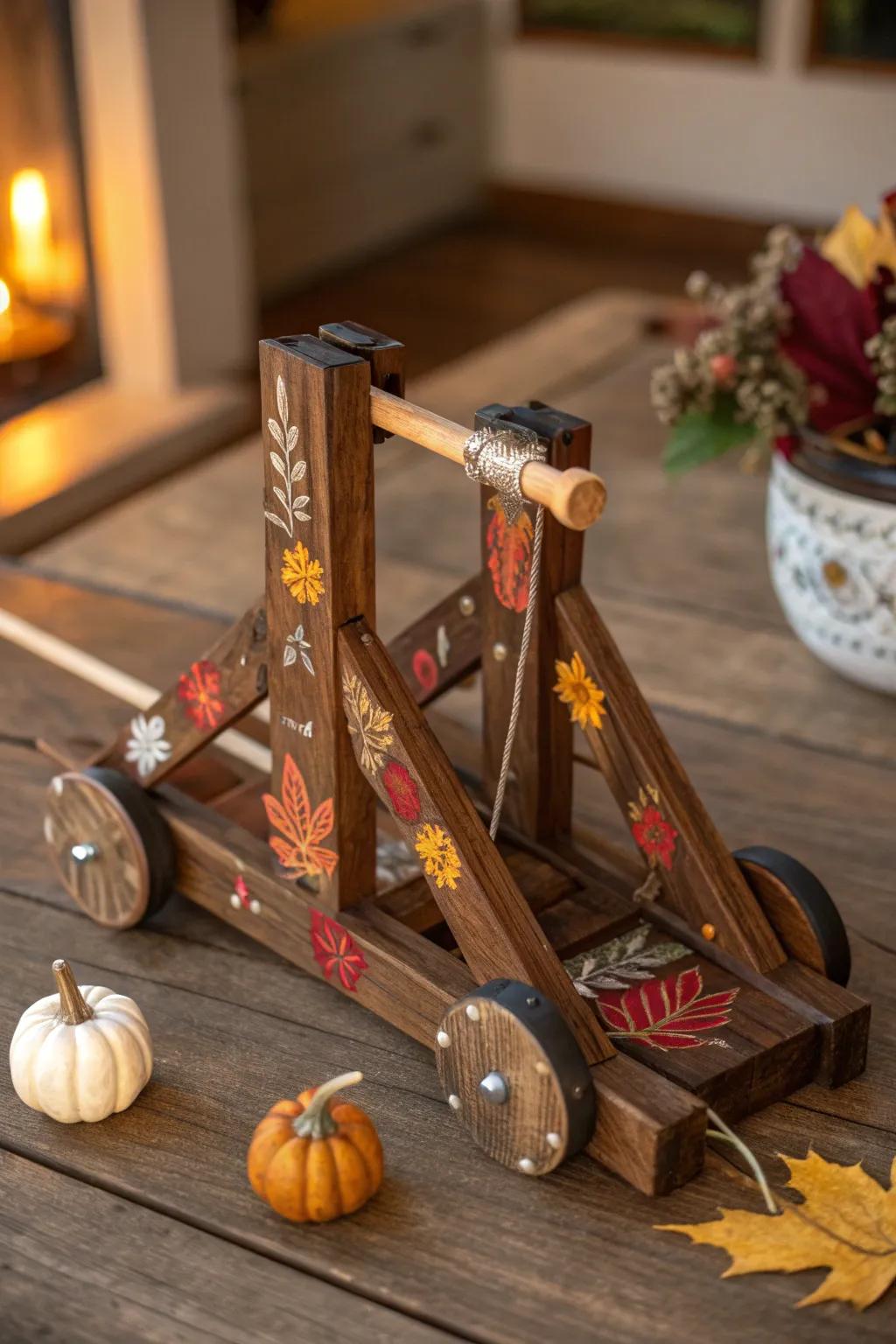 Elevate your marshmallow catapult game with artisanal craftsmanship and festive flair.