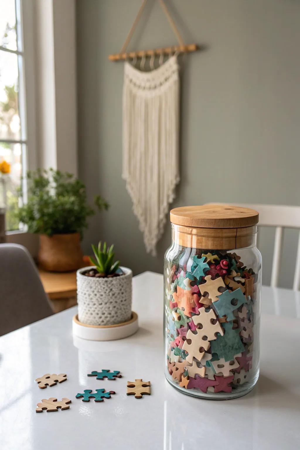 Piece together love with a personalized puzzle jar gift — a delightful surprise for the heart.