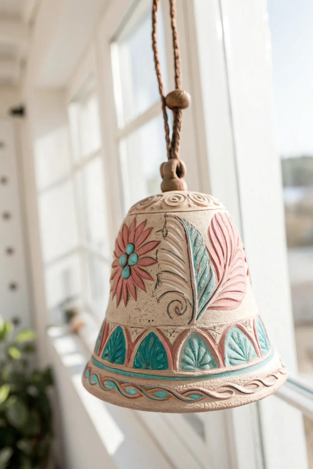 Delight in the gentle charm of handcrafted clay bells, where simplicity meets intricate artistry.