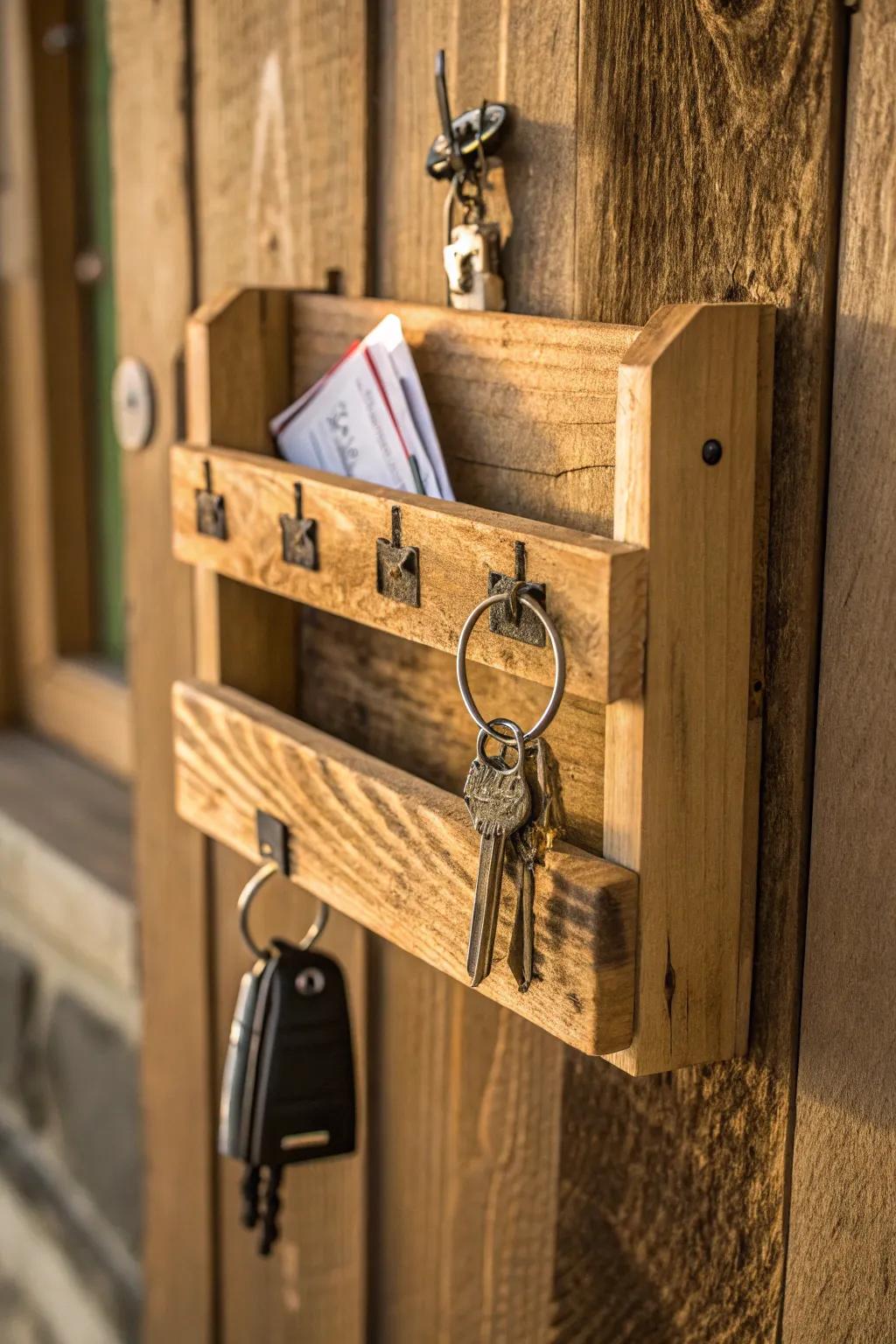 Elevate your entryway with this handcrafted mini pallet key organizer: rustic charm meets practical design.