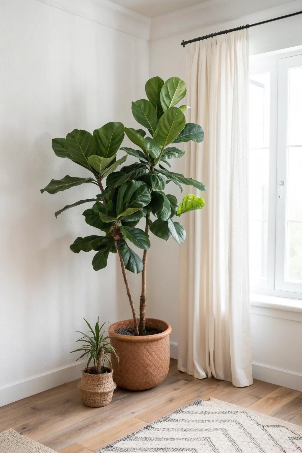 One bold, oversized plant adds life to minimalist decor—without the small-space clutter.