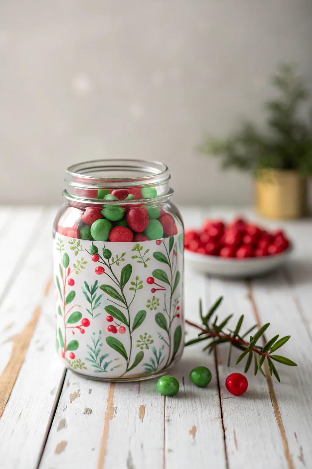 Charming Mistletoe Mason Jar: A Perfect Blend of Festivity and Minimalist Elegance.
