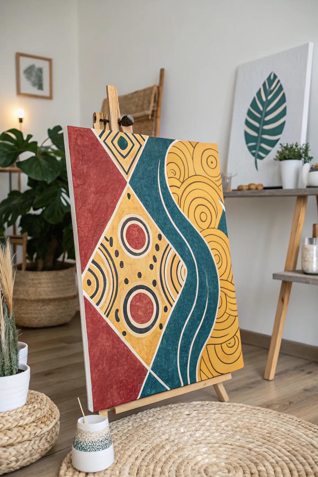 Dive into an Abstract Adventure: Where bold colors and patterns meet minimalist elegance.