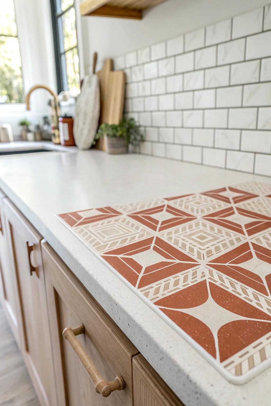 Peel-and-stick backsplash + a light countertop look = a weekend kitchen refresh for small mobile homes.