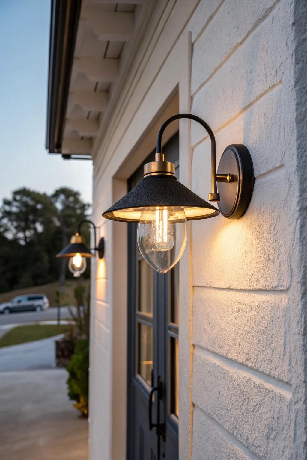 Go big with an oversized modern porch light—instant elevation for even the tiniest entry.