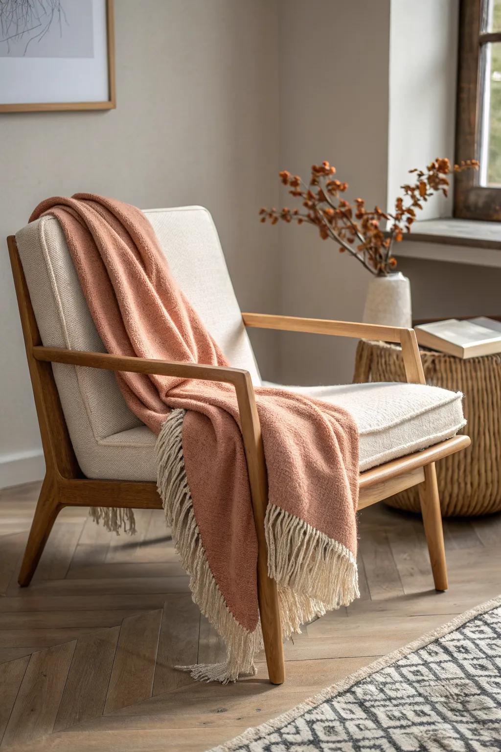 Neutral office chair + cozy baby throw: the calm combo trick for a nursery-workspace in one room.