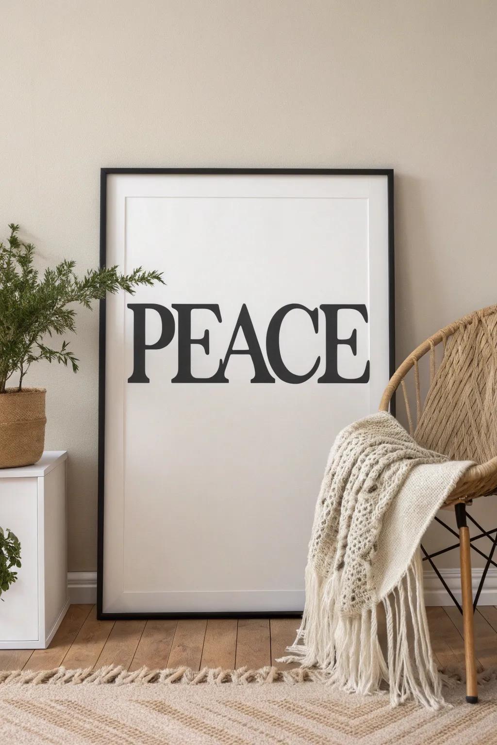 Embrace tranquility in your home with the timeless elegance of 'Peace'.
