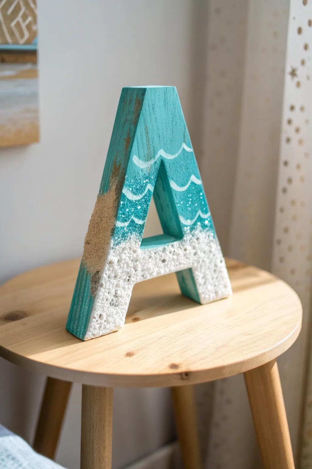 Bring the beach to your home with textured letters that add a splash of color and a touch of nature!
